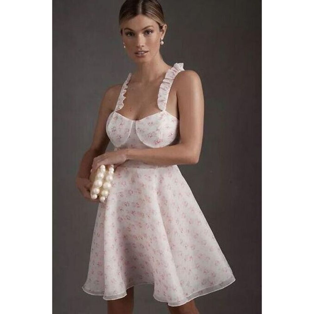 NWT Selkie Pastel Light Pink Floral Sleeveless Ruffle Sunny Dress Sz Small